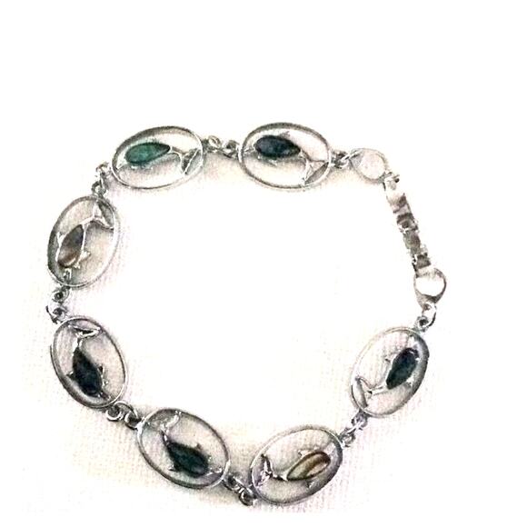 Dolphin Bracelet 7 Dolphins are Different Colors Size 8" - Picture 1 of 7
